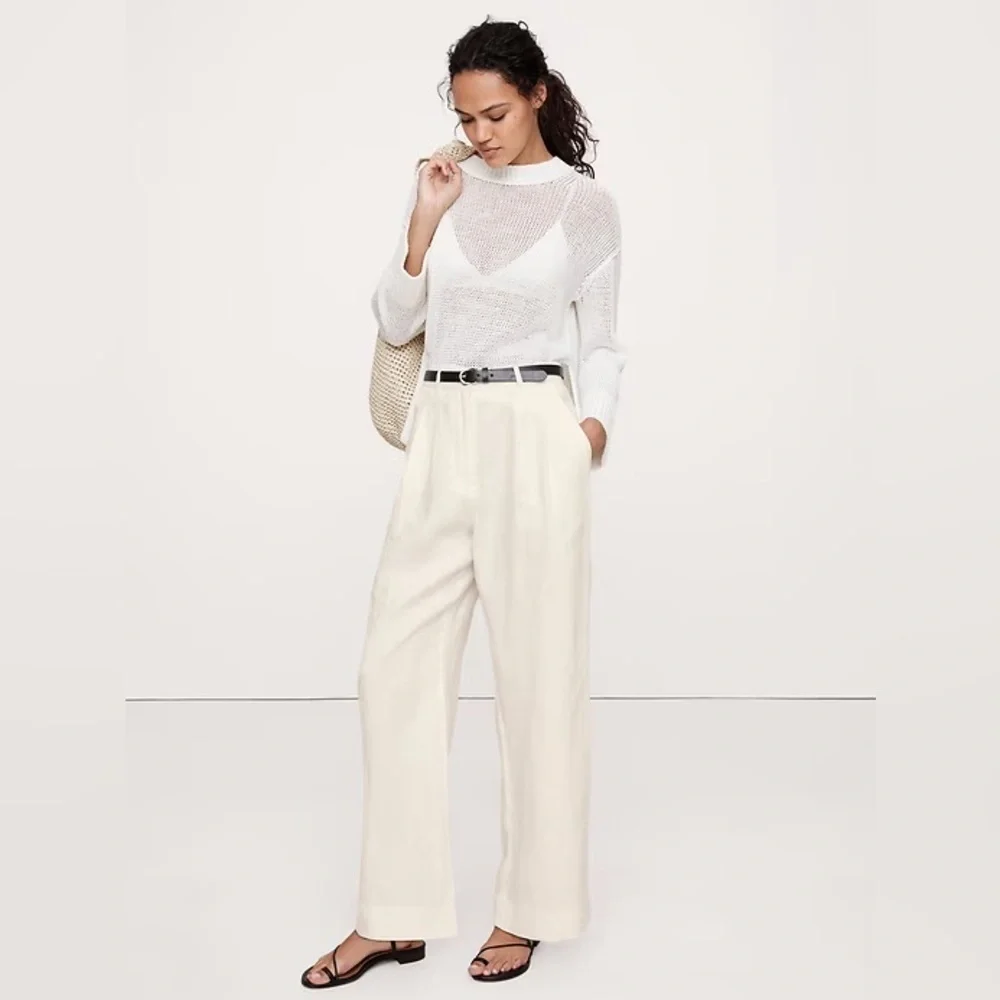 NWT! Banana Republic Soho High-Rise Wide-Leg Linen Pant - Size 6 & 16 📀1️⃣2️⃣